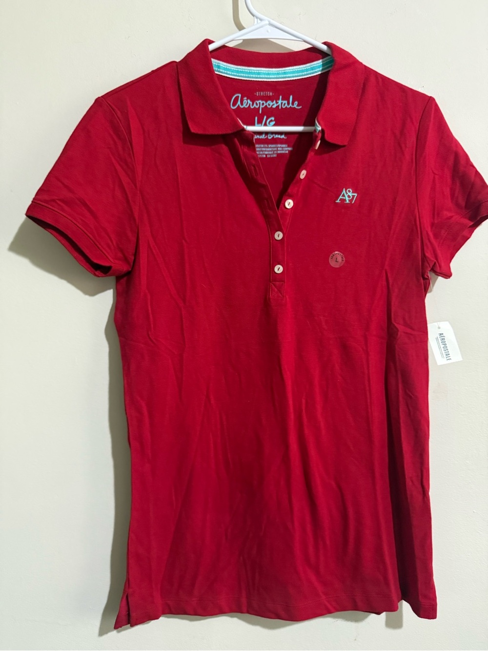 Aeropostale Women's Deep Red Polo with A87 Embroidery